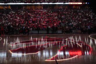 Toronto Raptors logo, Scotiabank Arena court view